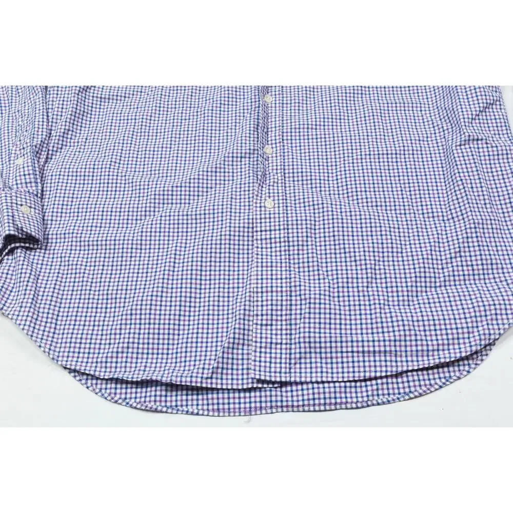Polo Ralph Lauren Stanton Shirt Mens XL Purple Blue Check Long Sleeve Button-Up